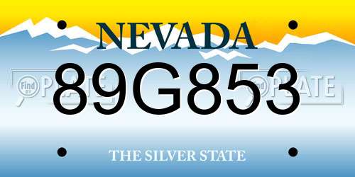 89G853 Nevada License Plate