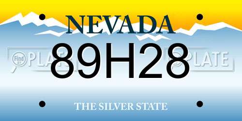 89H28 Nevada License Plate