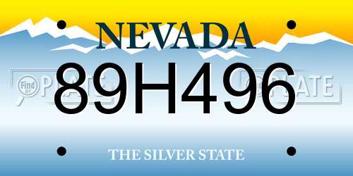 89H496 Nevada License Plate