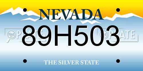 89H503 Nevada License Plate