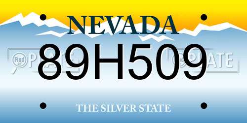 89H509 Nevada License Plate