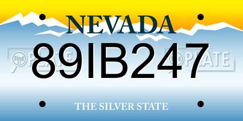 89IB247 Nevada License Plate