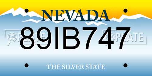 89IB747 Nevada License Plate