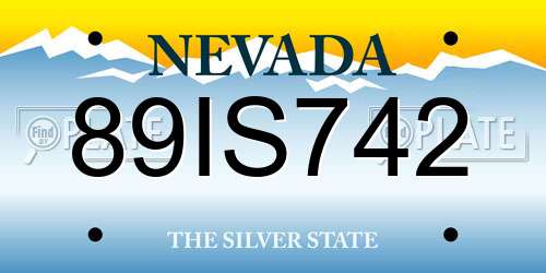 89IS742 Nevada License Plate