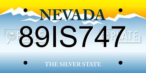 89IS747 Nevada License Plate
