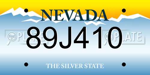 89J410 Nevada License Plate