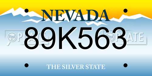 89K563 Nevada License Plate