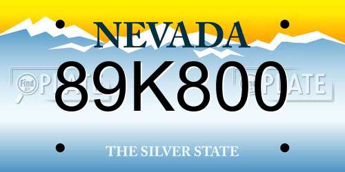 89K800 Nevada License Plate