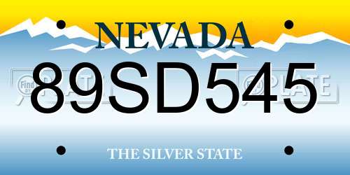 89SD545 Nevada License Plate