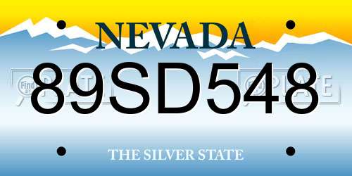 89SD548 Nevada License Plate