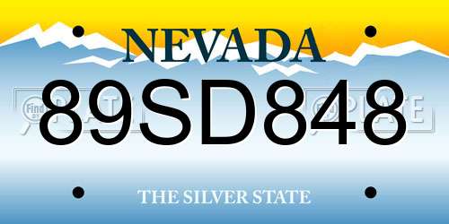 89SD848 Nevada License Plate