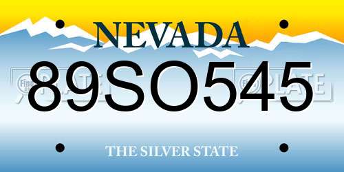 89SO545 Nevada License Plate