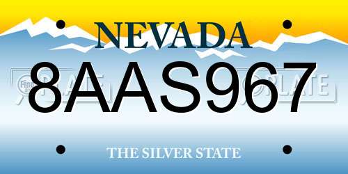 8AAS967 Nevada License Plate