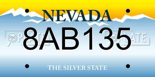 8AB135 Nevada License Plate