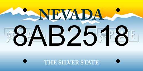 8AB2518 Nevada License Plate