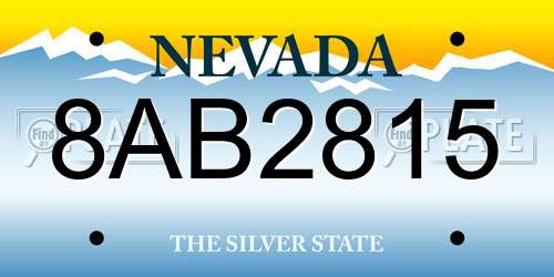 8AB2815 Nevada License Plate