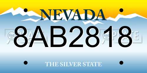 8AB2818 Nevada License Plate