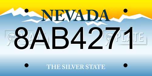 8AB4271 Nevada License Plate