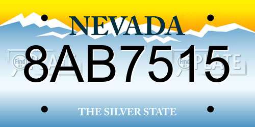 8AB7515 Nevada License Plate
