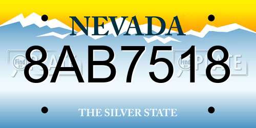 8AB7518 Nevada License Plate