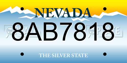 8AB7818 Nevada License Plate