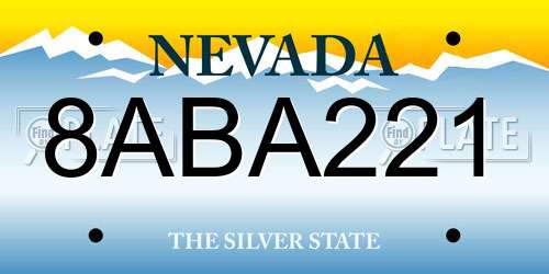 8ABA221 Nevada License Plate