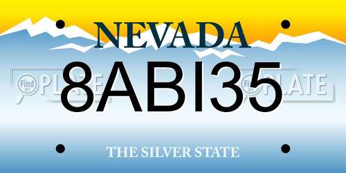 8ABI35 Nevada License Plate