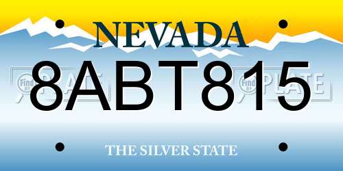 8ABT815 Nevada License Plate