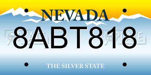 8ABT818 Nevada License Plate