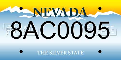 8AC0095 Nevada License Plate