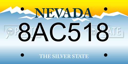 8AC518 Nevada License Plate