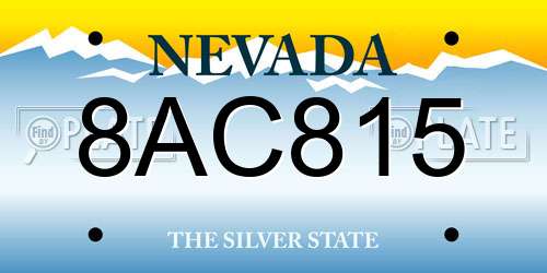 8AC815 Nevada License Plate
