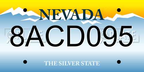 8ACD095 Nevada License Plate