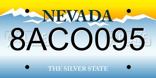 8ACO095 Nevada License Plate