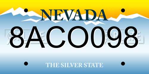 8ACO098 Nevada License Plate