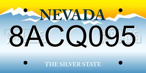 8ACQ095 Nevada License Plate