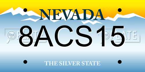 8ACS15 Nevada License Plate