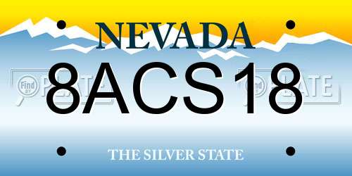 8ACS18 Nevada License Plate