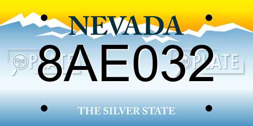 8AE032 Nevada License Plate