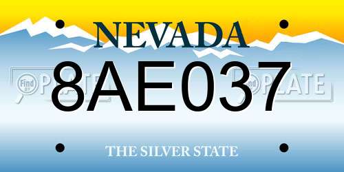 8AE037 Nevada License Plate