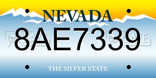 8AE7339 Nevada License Plate