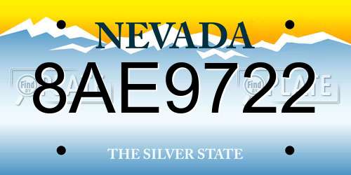 8AE9722 Nevada License Plate