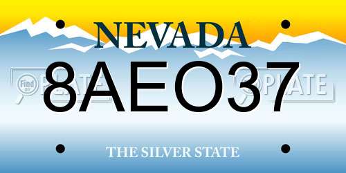 8AEO37 Nevada License Plate