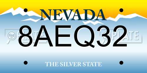 8AEQ32 Nevada License Plate