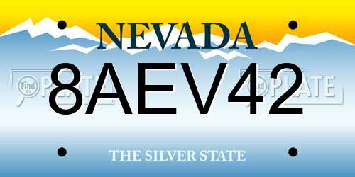 8AEV42 Nevada License Plate