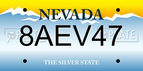8AEV47 Nevada License Plate