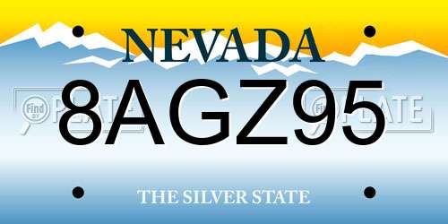 8AGZ95 Nevada License Plate