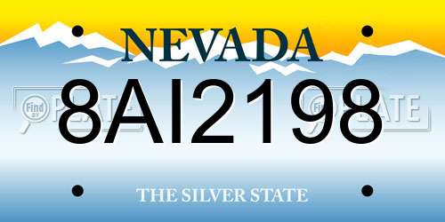 8AI2198 Nevada License Plate