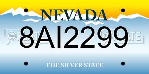 8AI2299 Nevada License Plate