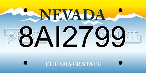 8AI2799 Nevada License Plate